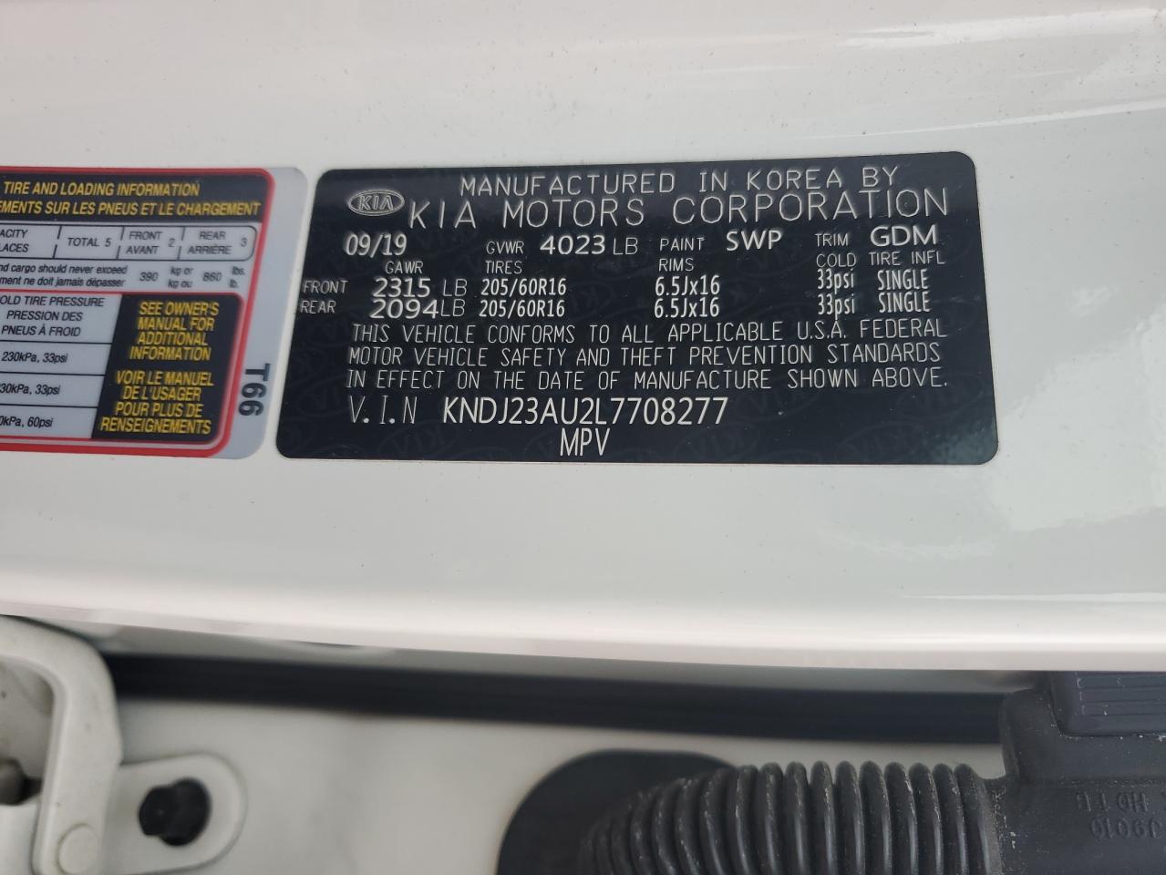 2020 Kia Soul Lx VIN: KNDJ23AU2L7708277 Lot: 85503445