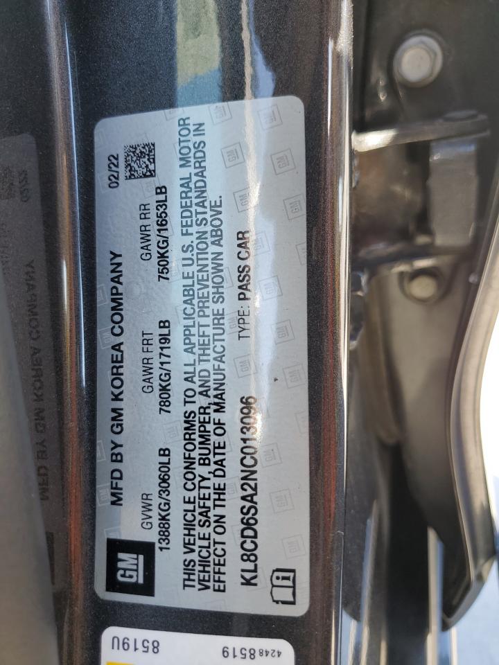 2022 Chevrolet Spark 1Lt VIN: KL8CD6SA2NC013096 Lot: 87102715