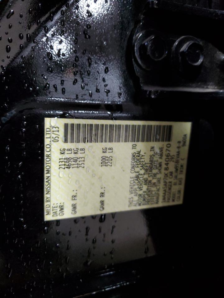 2013 Nissan Maxima S VIN: 1N4AA5AP7DC840670 Lot: 90049475