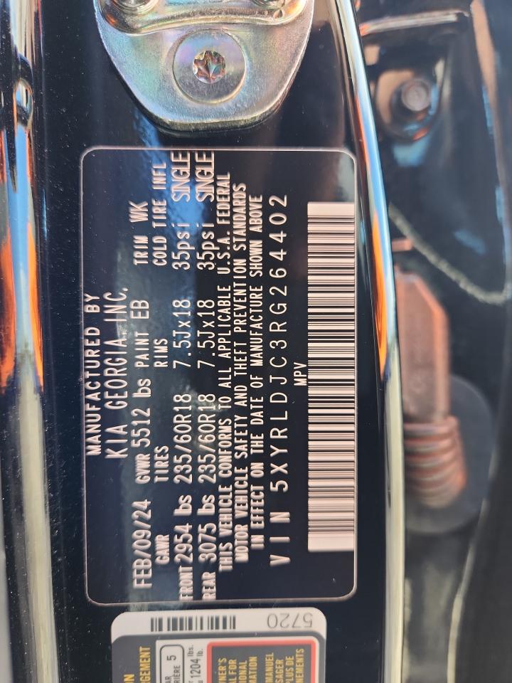 2024 Kia Sorento S VIN: 5XYRLDJC3RG264402 Lot: 82380915