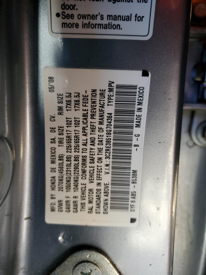 2008 Honda Cr-V Ex VIN: 3CZRE38518G704364 Lot: 86211835