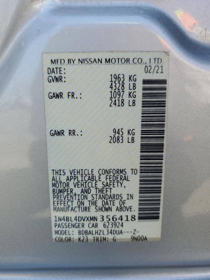 2021 Nissan Altima Sv VIN: 1N4BL4DVXMN356418 Lot: 82333795