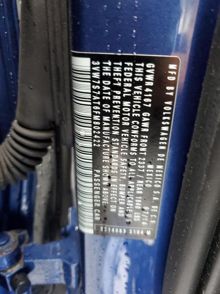 2015 Volkswagen Beetle R-Line VIN: 3VW7S7AT6FM802422 Lot: 81961365