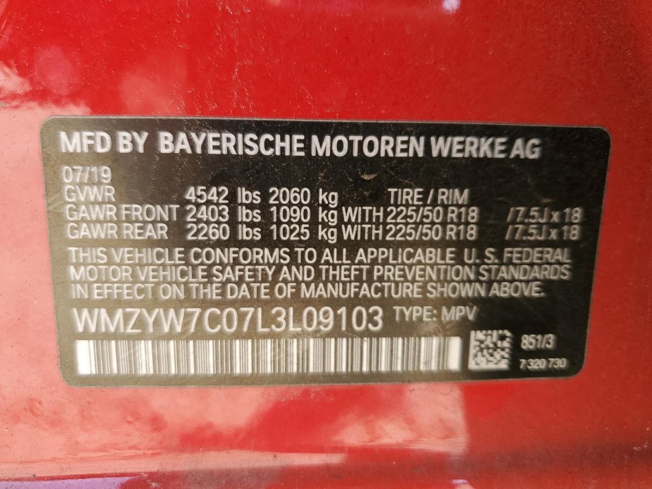 2020 Mini Cooper S Countryman VIN: WMZYW7C07L3L09103 Lot: 81508515