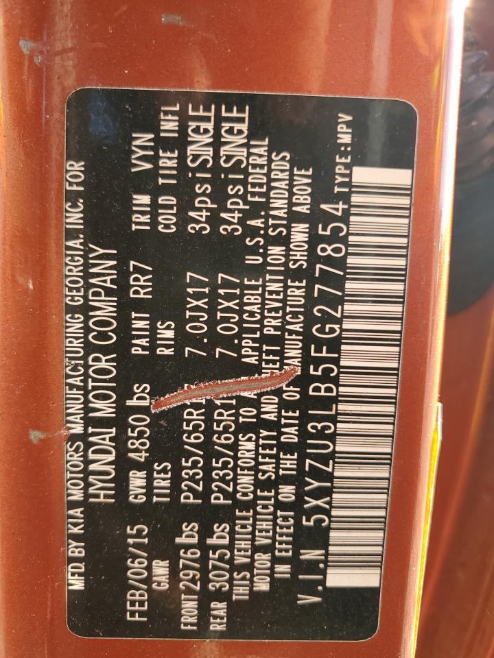 2015 Hyundai Santa Fe Sport VIN: 5XYZU3LB5FG277854 Lot: 86504065