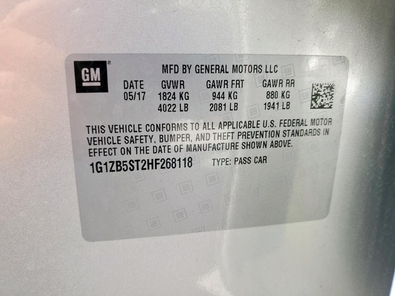 2017 Chevrolet Malibu Ls VIN: 1G1ZB5ST2HF268118 Lot: 82429115