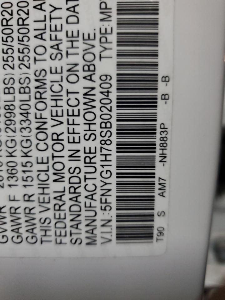 2025 Honda Pilot Touring VIN: 5FNYG1H78SB020409 Lot: 86340205