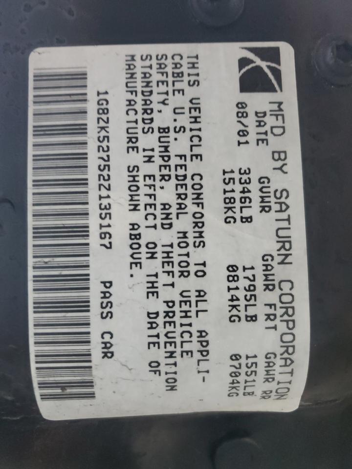 2002 Saturn Sl2 VIN: 1G8ZK52752Z135167 Lot: 90021395