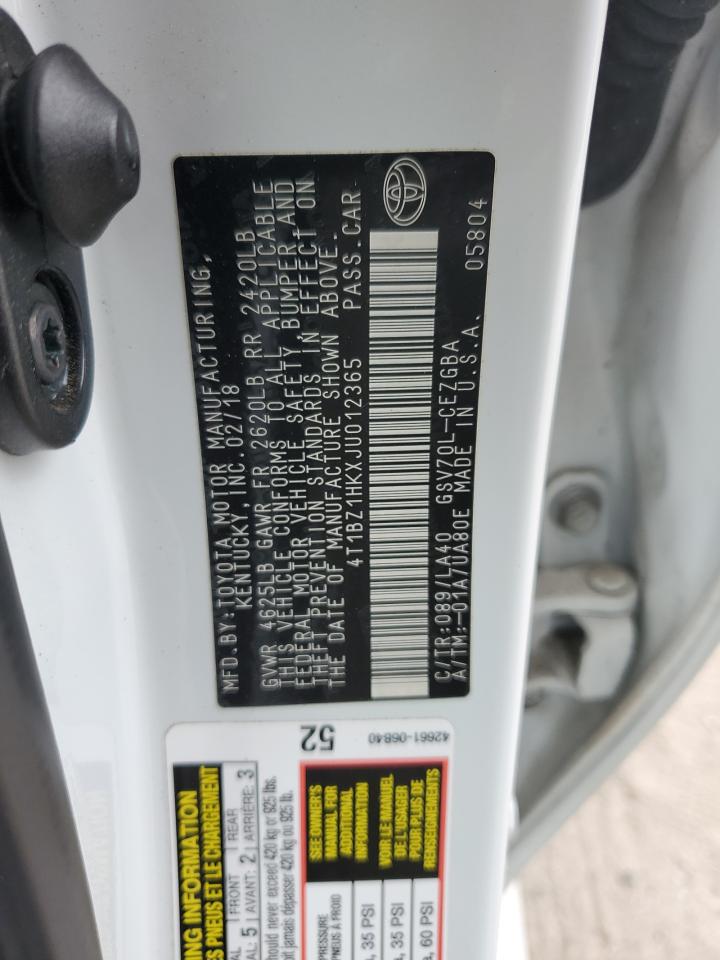 2018 Toyota Camry Xse VIN: 4T1BZ1HKXJU012365 Lot: 85930355