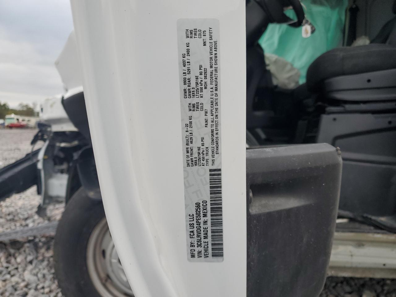 2022 Ram Promaster 3500 3500 High VIN: 3C6MRVJG4NE120342 Lot: 85708185