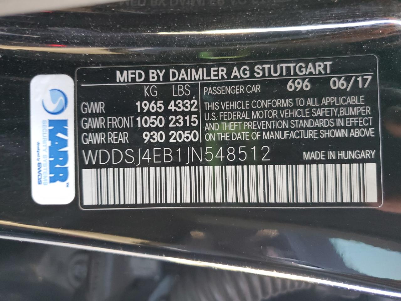 2018 Mercedes-Benz Cla 250 VIN: WDDSJ4EB1JN548512 Lot: 85424205