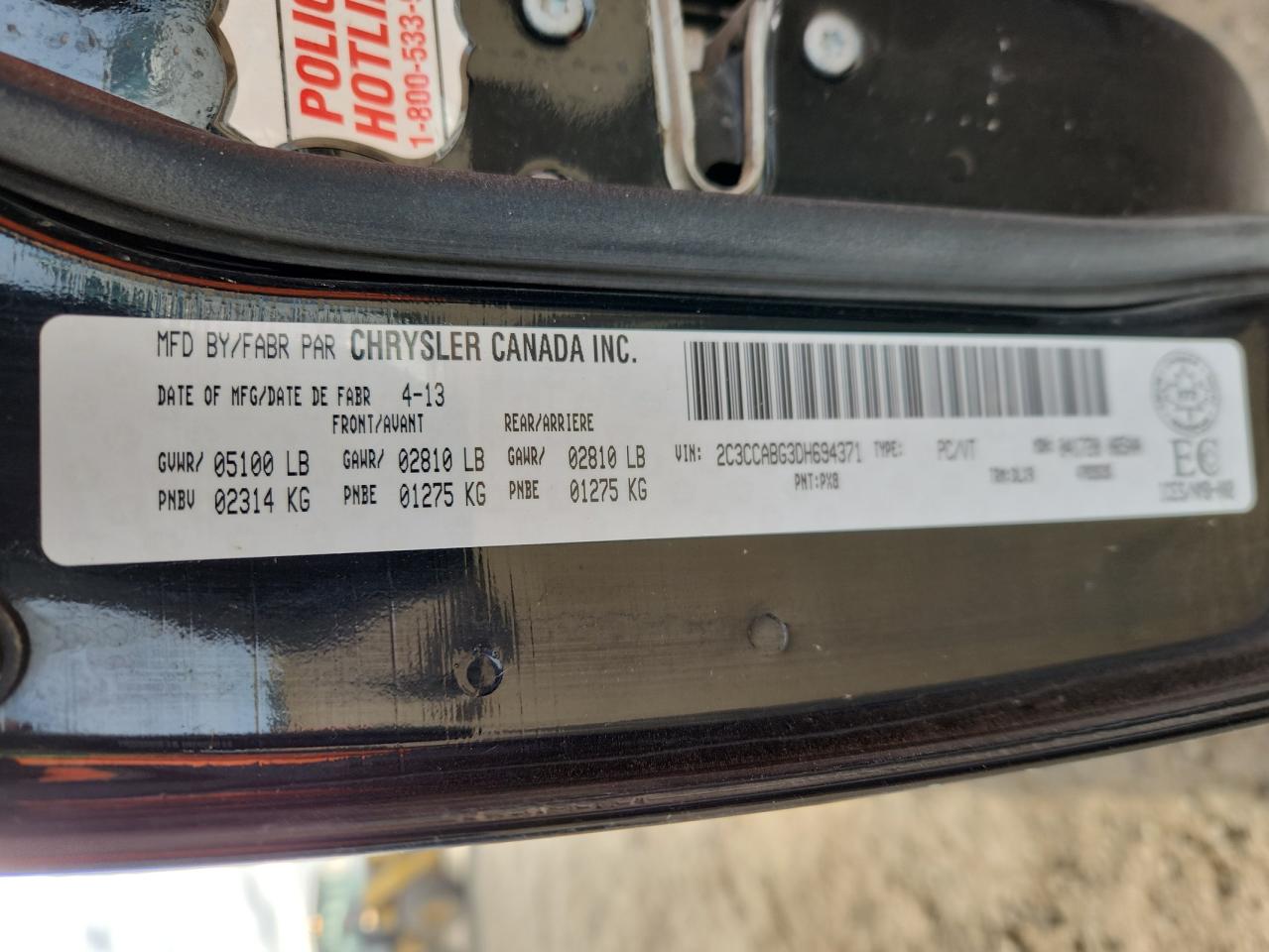 2013 Chrysler 300 S VIN: 2C3CCABG3DH694371 Lot: 91241255