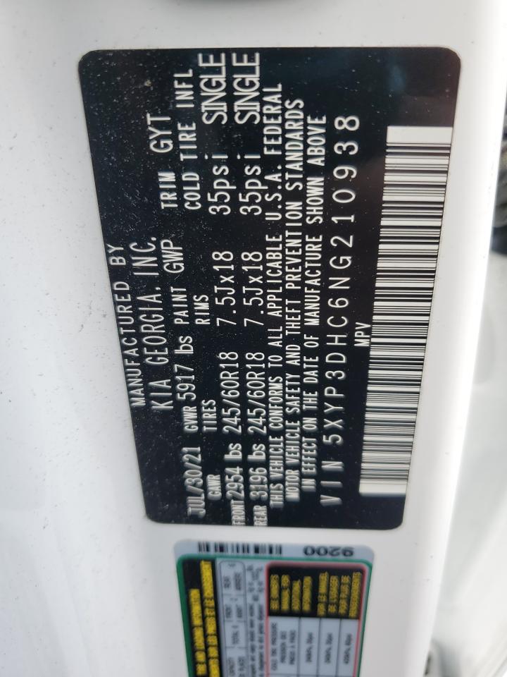 2022 Kia Telluride Ex VIN: 5XYP3DHC6NG210938 Lot: 85291725