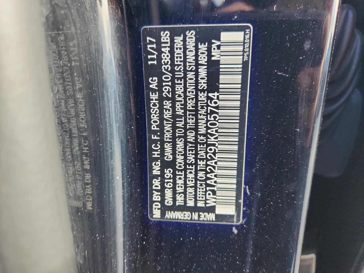 2018 Porsche Cayenne VIN: WP1AA2A29JKA05764 Lot: 84419135