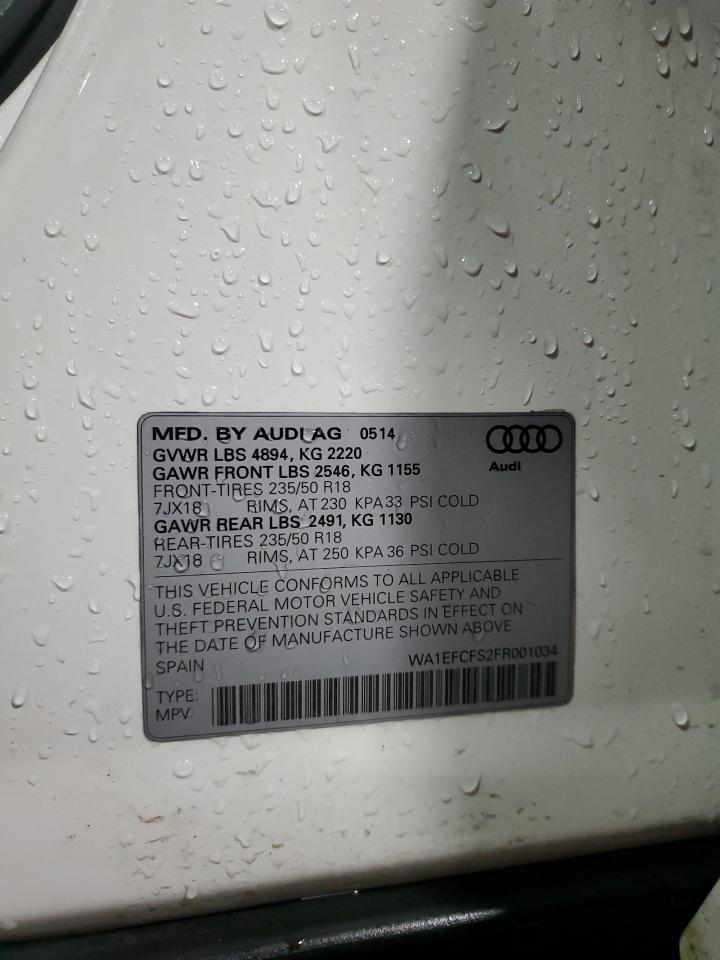 2015 Audi Q3 Premium Plus VIN: WA1EFCFS2FR001034 Lot: 86810505