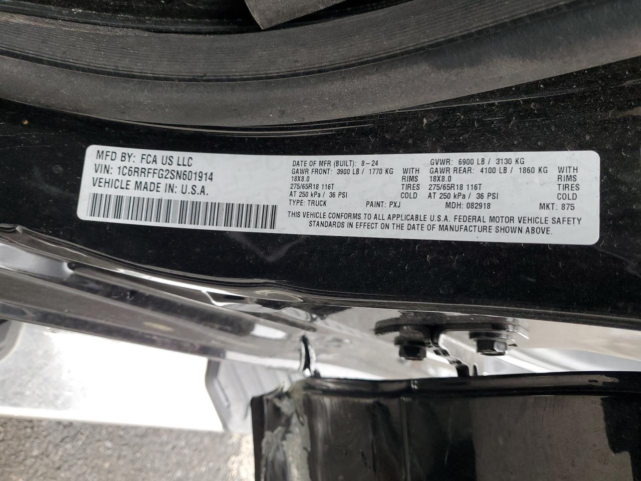 2025 Ram 1500 Big Horn/Lone Star VIN: 1C6RRFFG2SN601914 Lot: 90257695