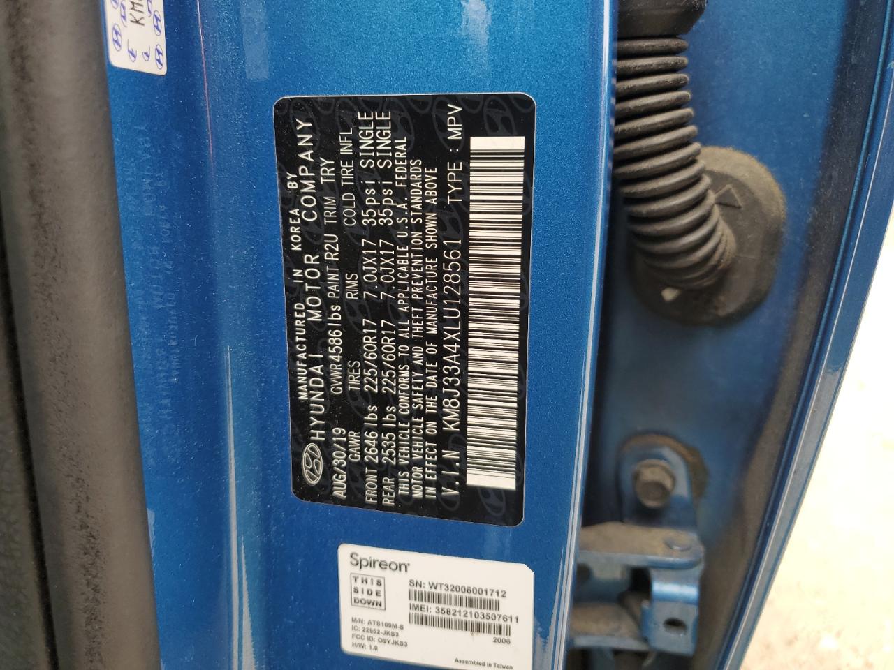 2020 Hyundai Tucson Limited VIN: KM8J33A4XLU128561 Lot: 85391095