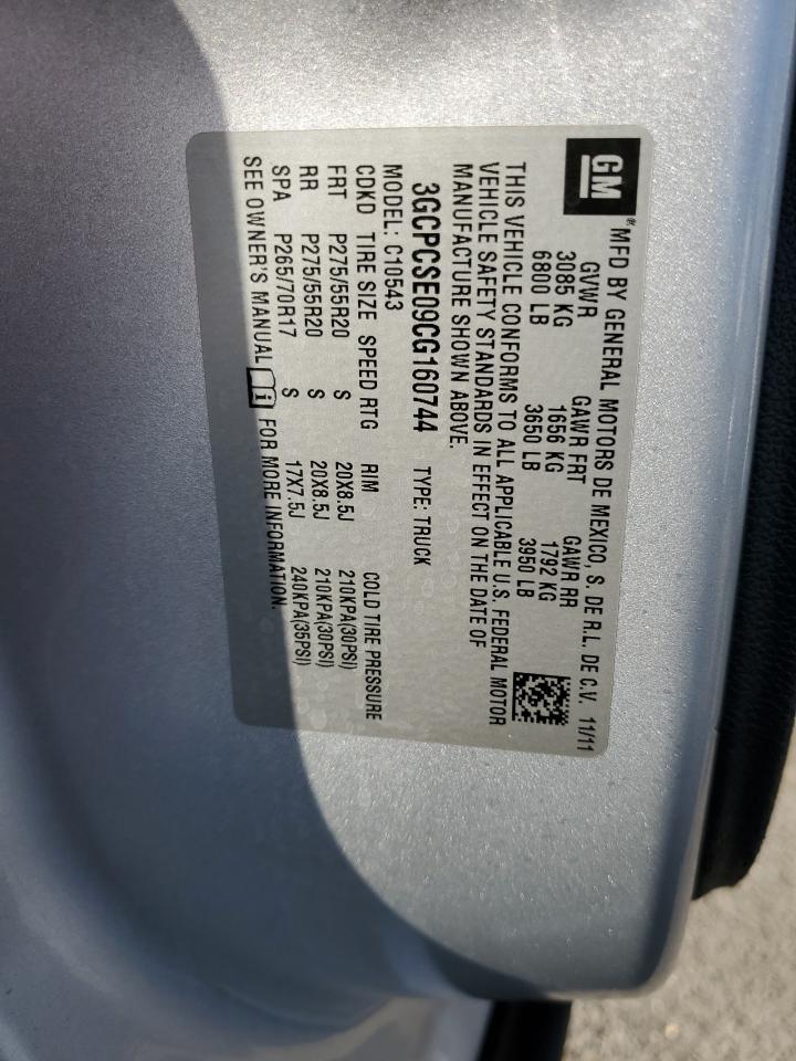 2012 Chevrolet Silverado C1500 Lt VIN: 3GCPCSE09CG160744 Lot: 81884555