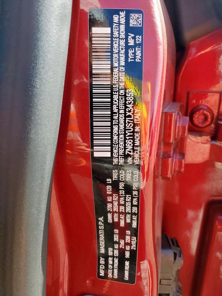 2020 Maserati Levante S Sport VIN: ZN661YUS7LX343853 Lot: 90581905