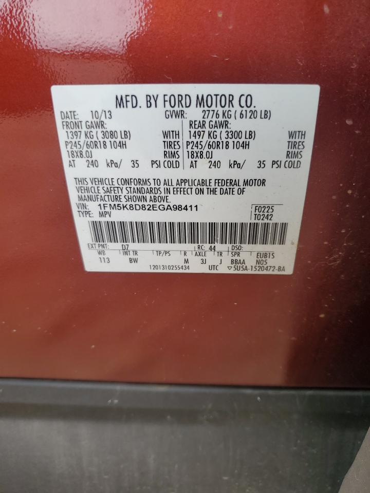 2014 Ford Explorer Xlt VIN: 1FM5K8D82EGA98411 Lot: 85519375