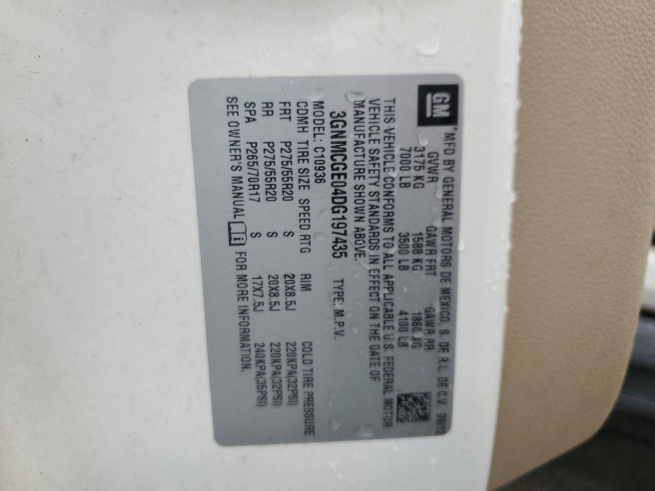 2013 Chevrolet Avalanche Ltz VIN: 3GNMCGE04DG197435 Lot: 84931295