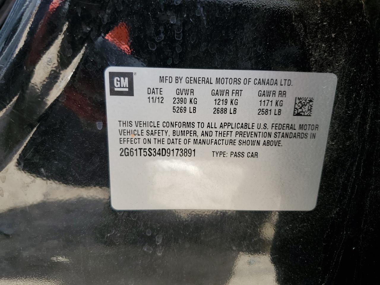 2013 Cadillac Xts Premium Collection VIN: 2G61T5S34D9173891 Lot: 84483135