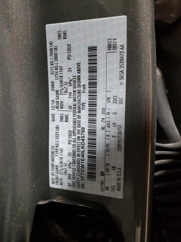 2020 Ford F150 Supercrew VIN: 1FTEW1E40LKD45799 Lot: 82531165