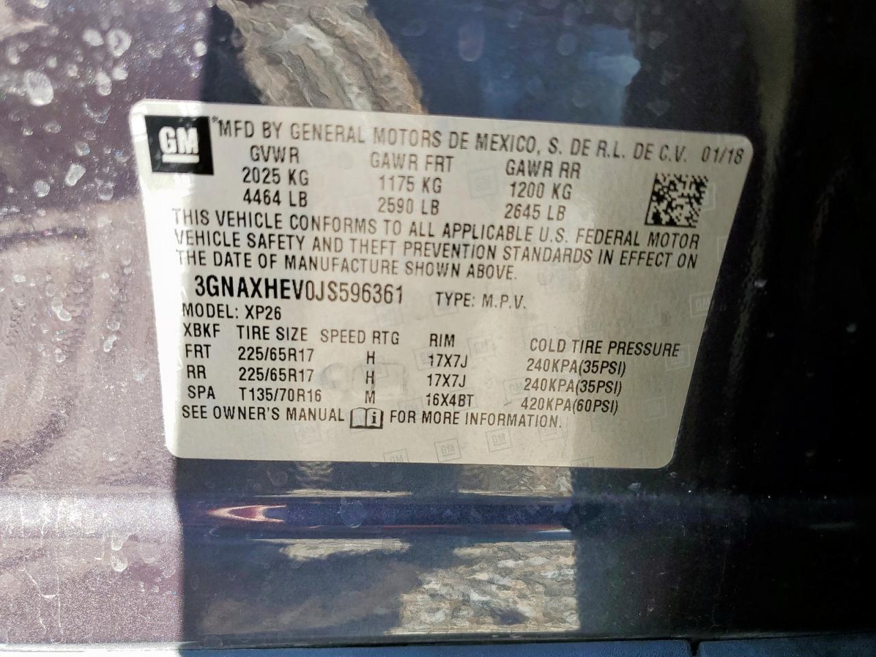 2018 Chevrolet Equinox Ls VIN: 3GNAXHEV0JS596361 Lot: 82473225