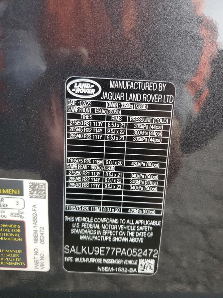 2023 Land Rover Range Rover Sv VIN: SALKU9E77PA052472 Lot: 90046675