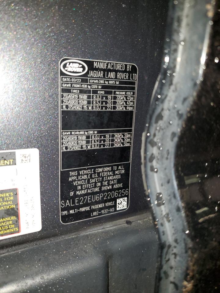 2023 Land Rover Defender 110 X-Dynamic Se VIN: SALE27EU6P2206256 Lot: 86647525