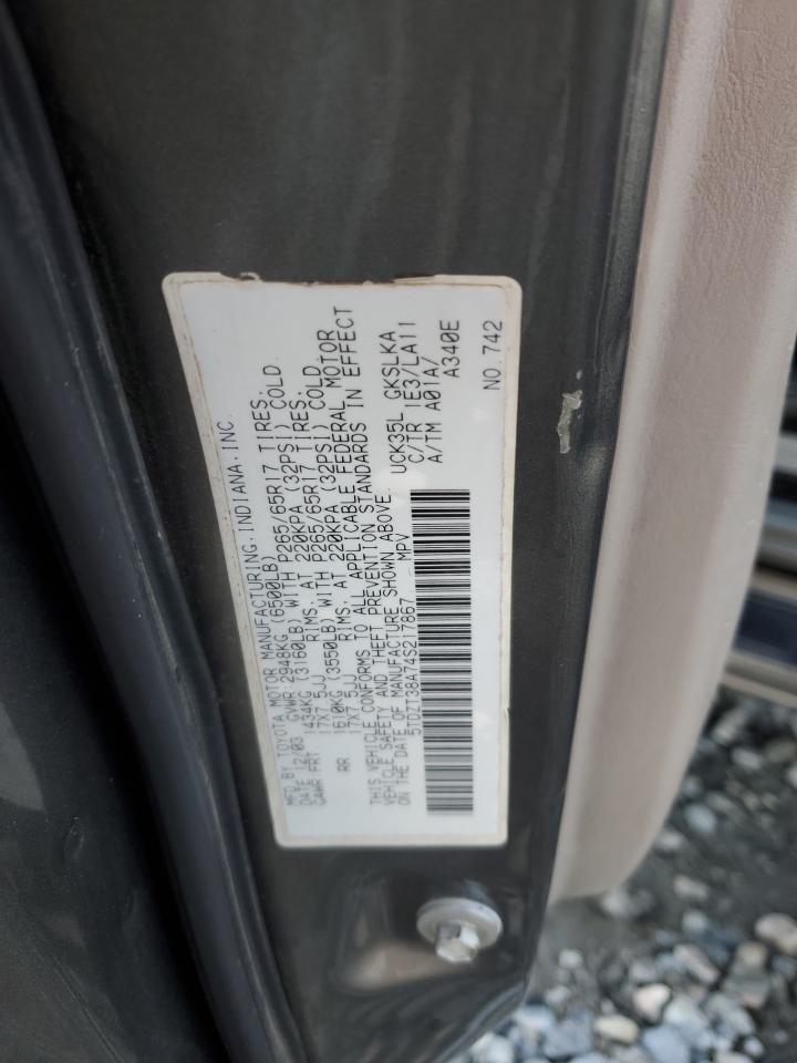 2004 Toyota Sequoia Limited VIN: 5TDZT38A74S217867 Lot: 85317515