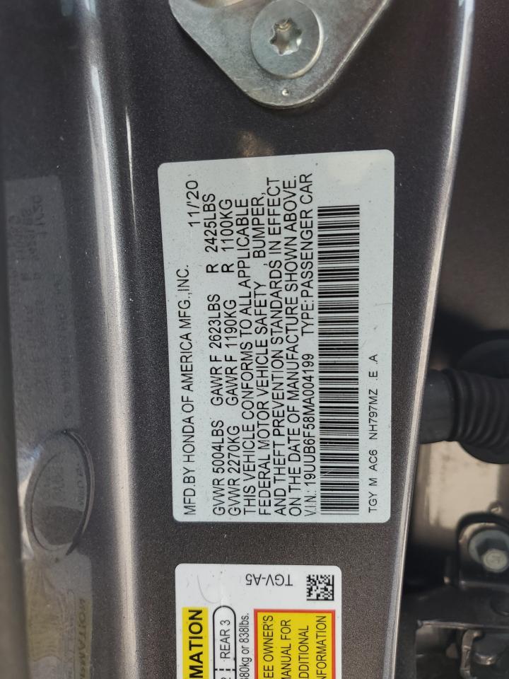 2021 Acura Tlx Tech A VIN: 19UUB6F58MA004199 Lot: 89875305