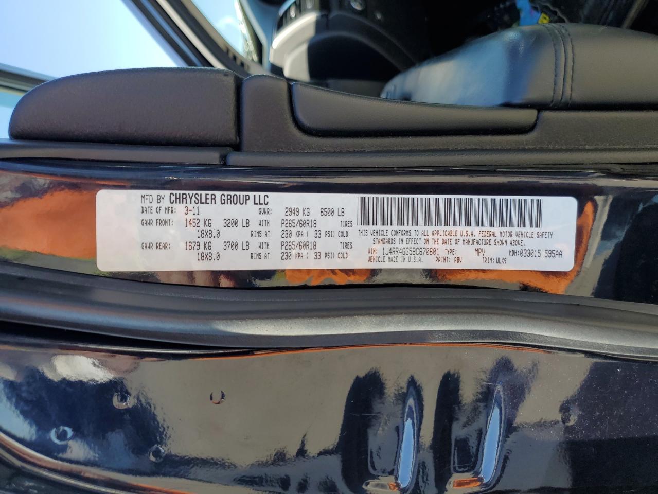 2011 Jeep Grand Cherokee Laredo VIN: 1J4RR4GG5BC670601 Lot: 84701365