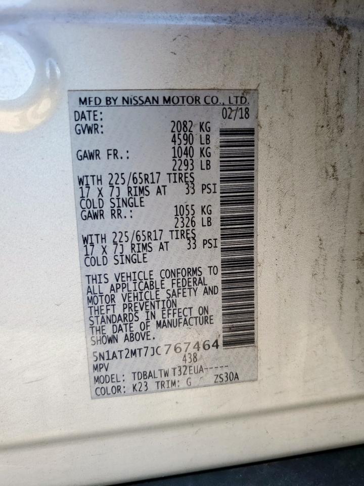 2018 Nissan Rogue S VIN: 5N1AT2MT7JC767464 Lot: 85113965