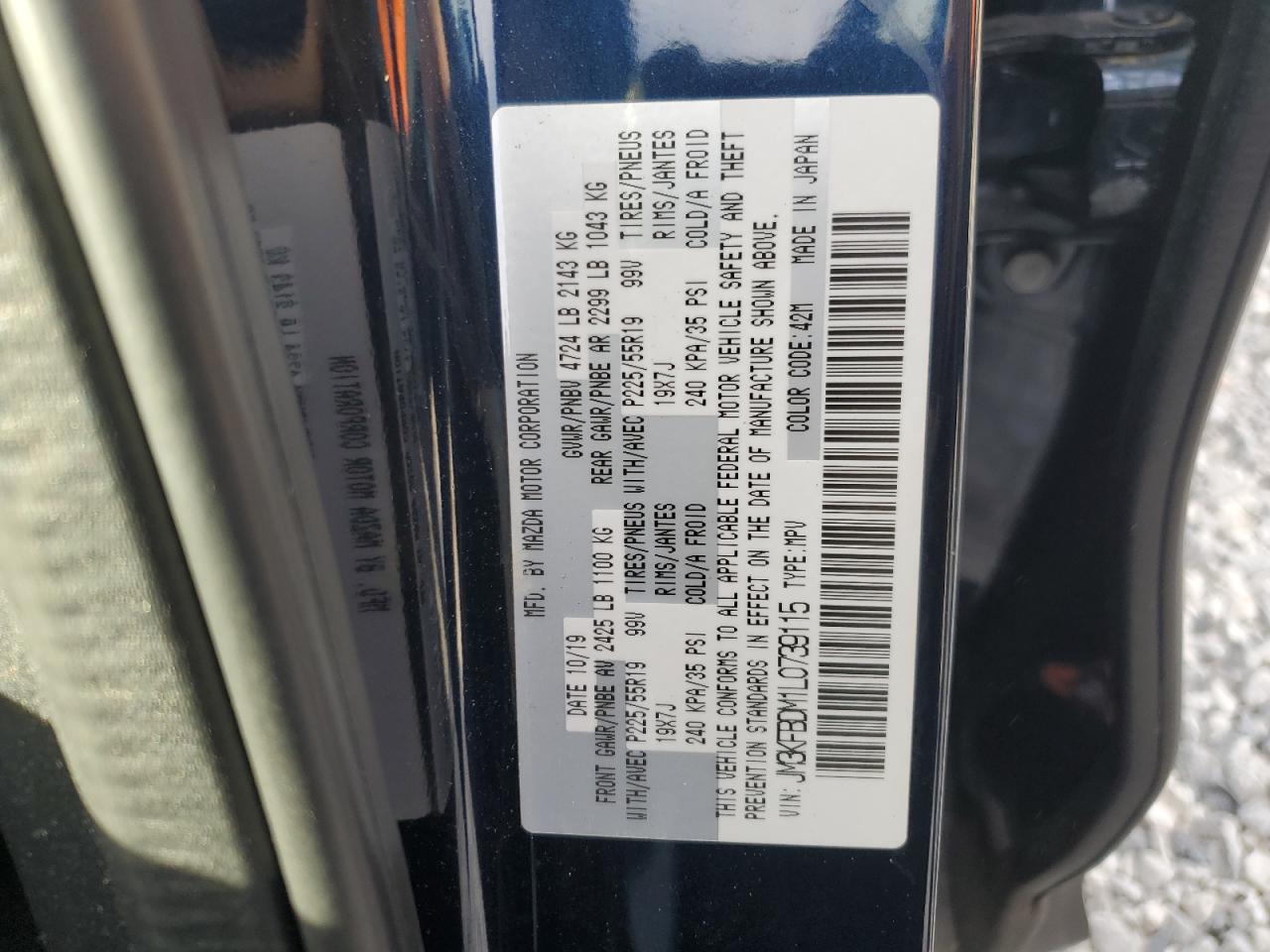 2020 Mazda Cx-5 Grand Touring VIN: JM3KFBDM1L0739115 Lot: 89891175