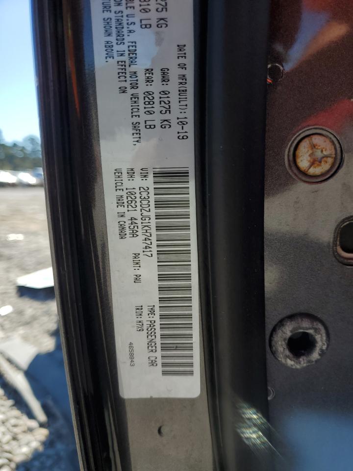 2019 Dodge Challenger Gt VIN: 2C3CDZJG1KH747417 Lot: 86164185