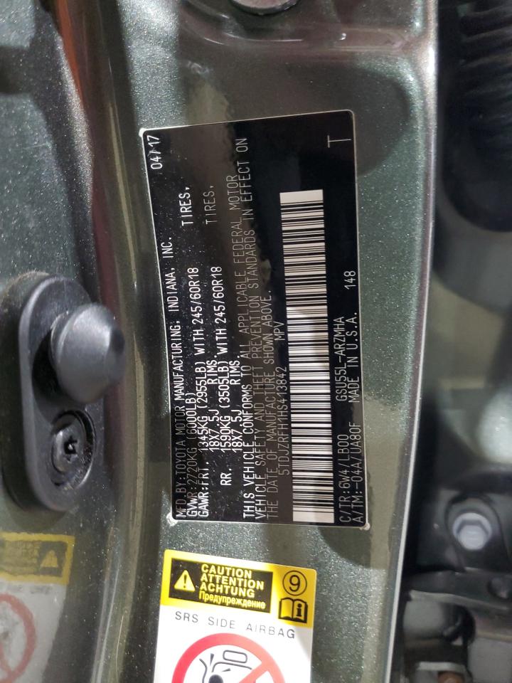 2017 Toyota Highlander Se VIN: 5TDJZRFH1HS413842 Lot: 84654395