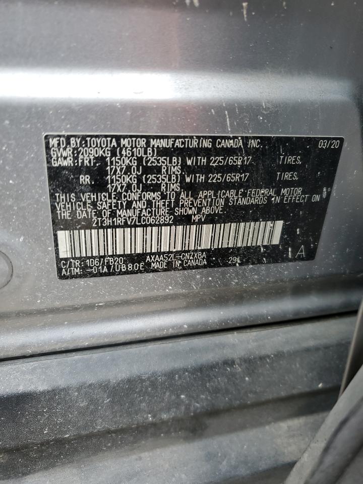 2020 Toyota Rav4 Le VIN: 2T3H1RFV7LC062892 Lot: 82233225
