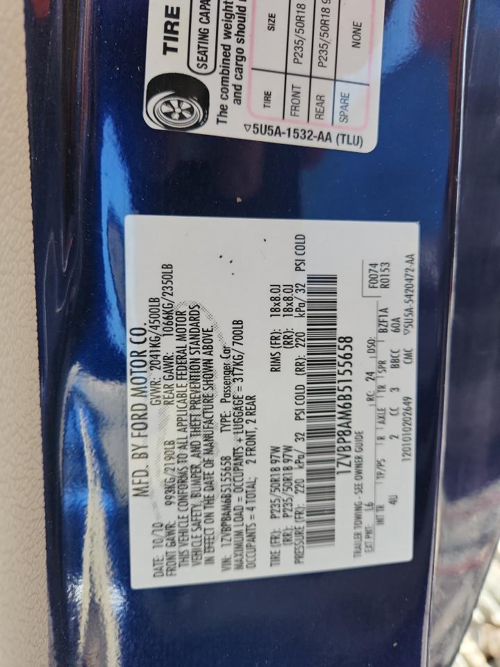 2011 Ford Mustang VIN: 1ZVBP8AM6B5155658 Lot: 90352605