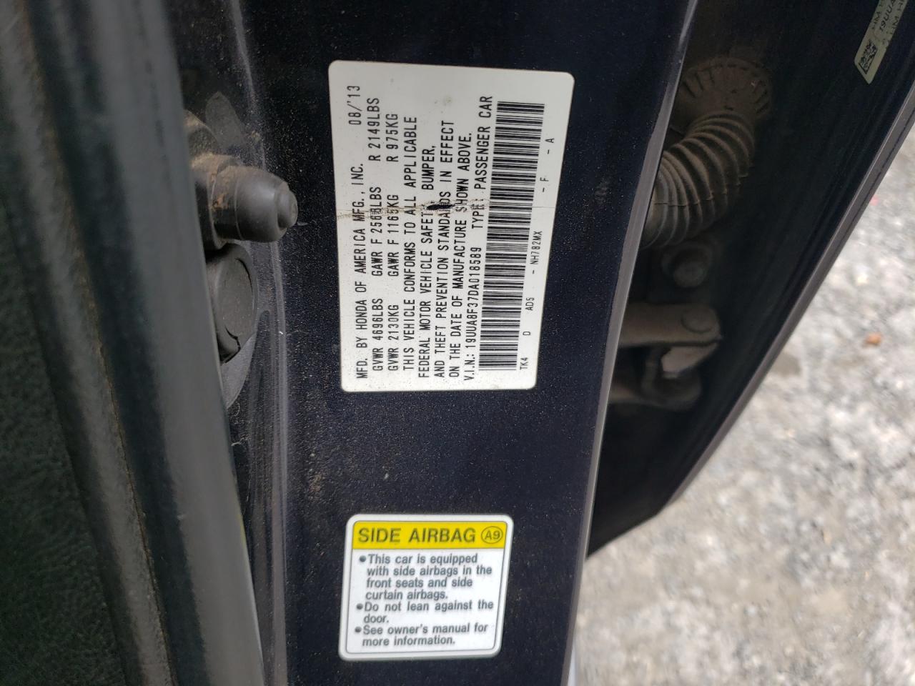 2013 Acura Tl Se VIN: 19UUA8F37DA018589 Lot: 87252945