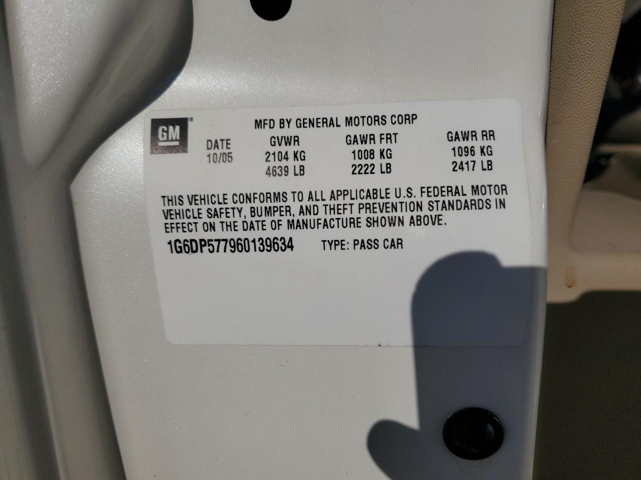 2006 Cadillac Cts Hi Feature V6 VIN: 1G6DP577960139634 Lot: 89860735