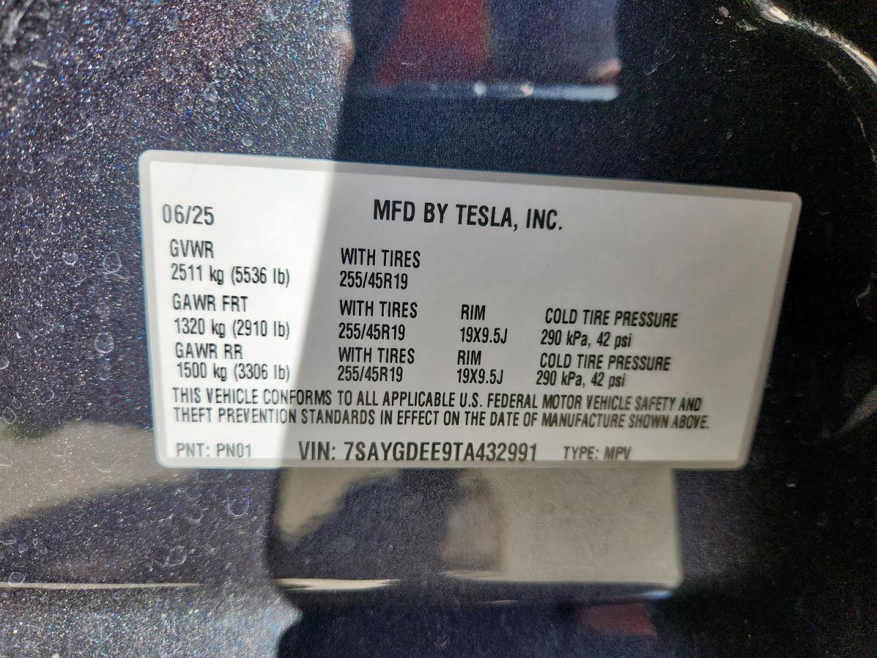 2026 Tesla Model Y VIN: 7SAYGDEE9TA432991 Lot: 90587895