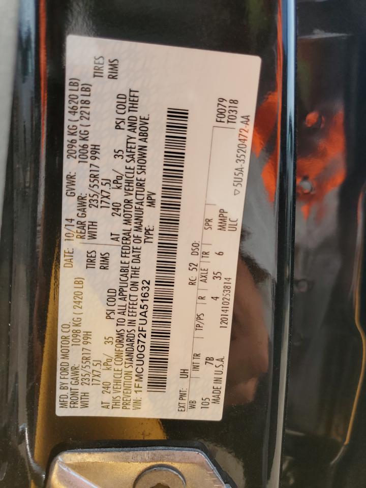 2015 Ford Escape Se VIN: 1FMCU0G72FUA51632 Lot: 86133275