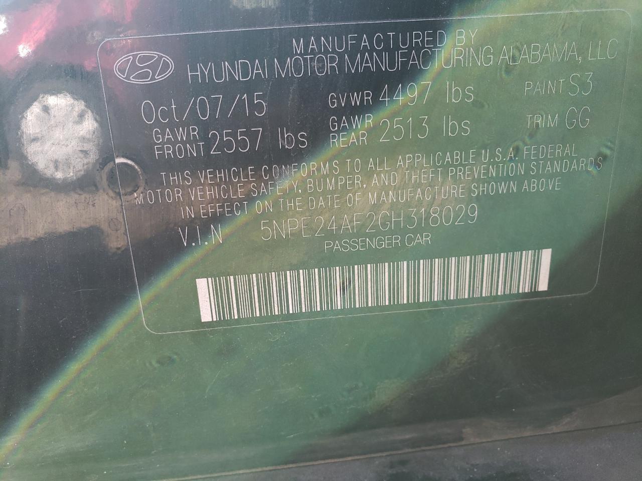 2016 Hyundai Sonata Se VIN: 5NPE24AF2GH318029 Lot: 82273735