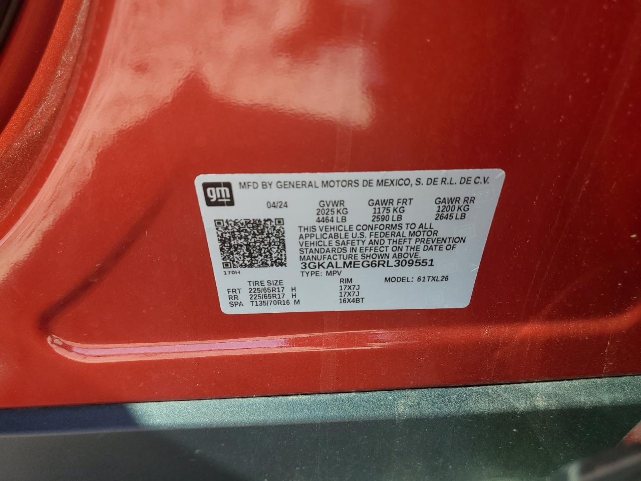 2024 GMC Terrain Sle VIN: 3GKALMEG6RL309551 Lot: 82411845