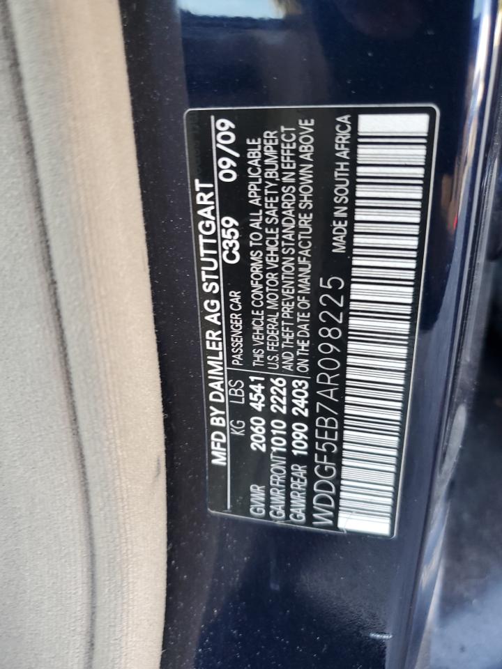 2010 Mercedes-Benz C 300 VIN: WDDGF5EB7AR098225 Lot: 84482665