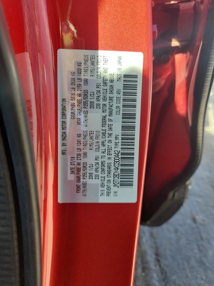 2019 Mazda Cx-9 Grand Touring VIN: JM3TCBDY4K0300442 Lot: 89707555