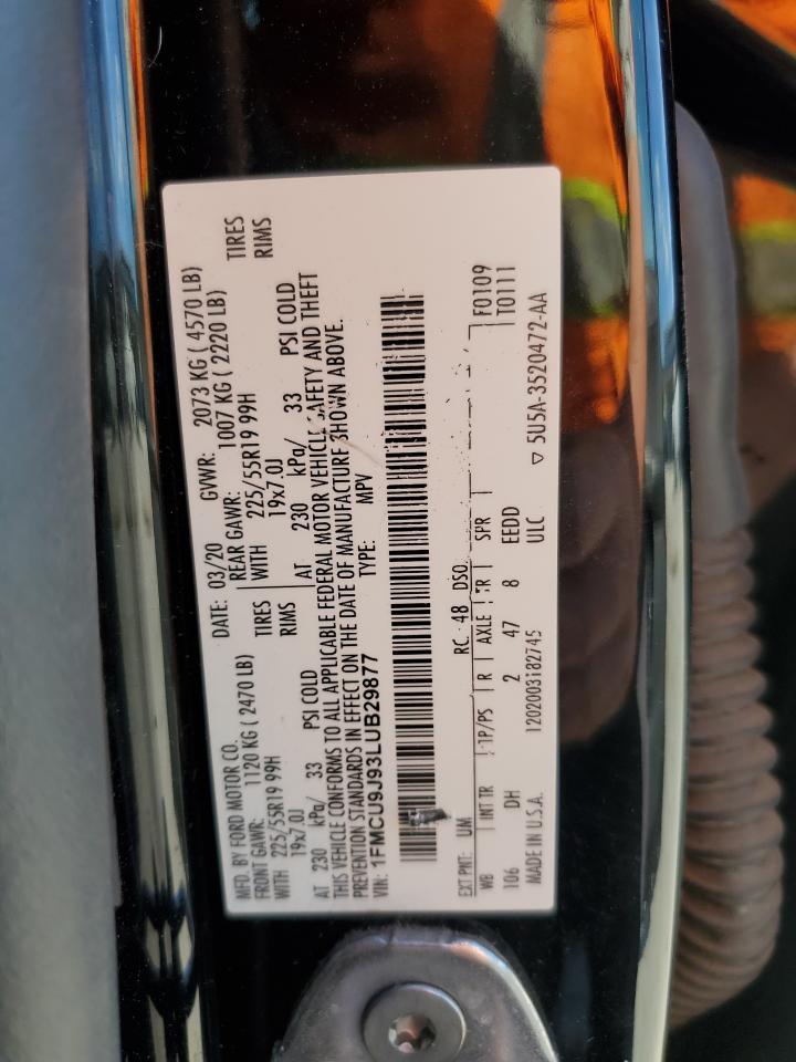 2020 Ford Escape Titanium VIN: 1FMCU9J93LUB29877 Lot: 85120095