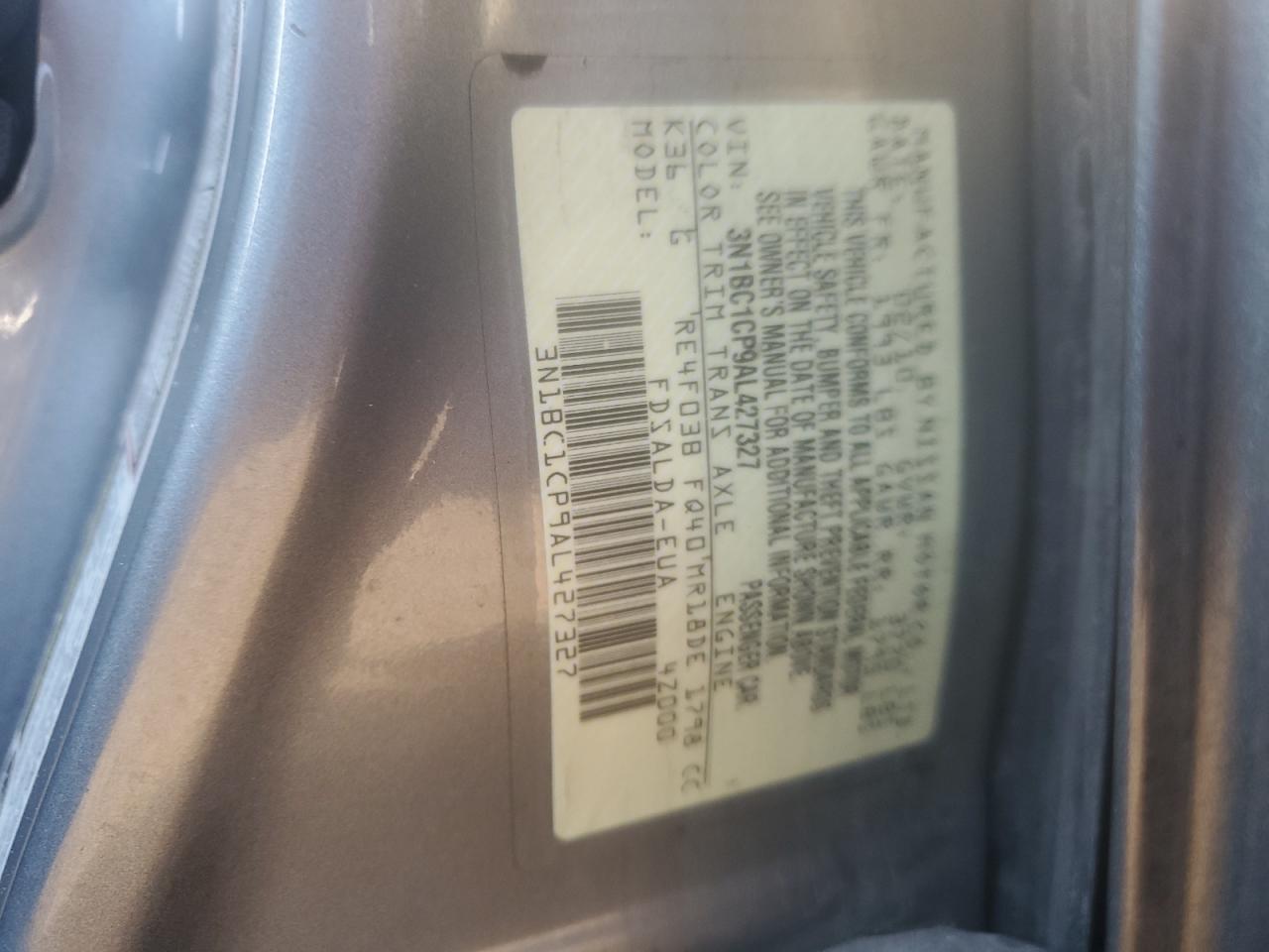 2010 Nissan Versa S VIN: 3N1BC1CP9AL427327 Lot: 85599025