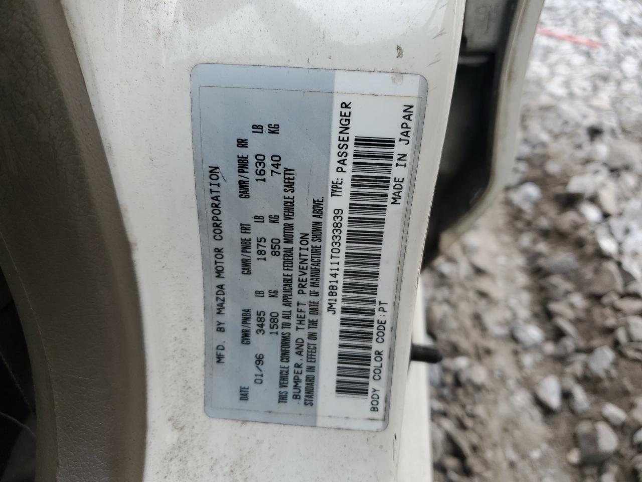 1996 Mazda Protege Dx VIN: JM1BB1411T0333839 Lot: 82264215